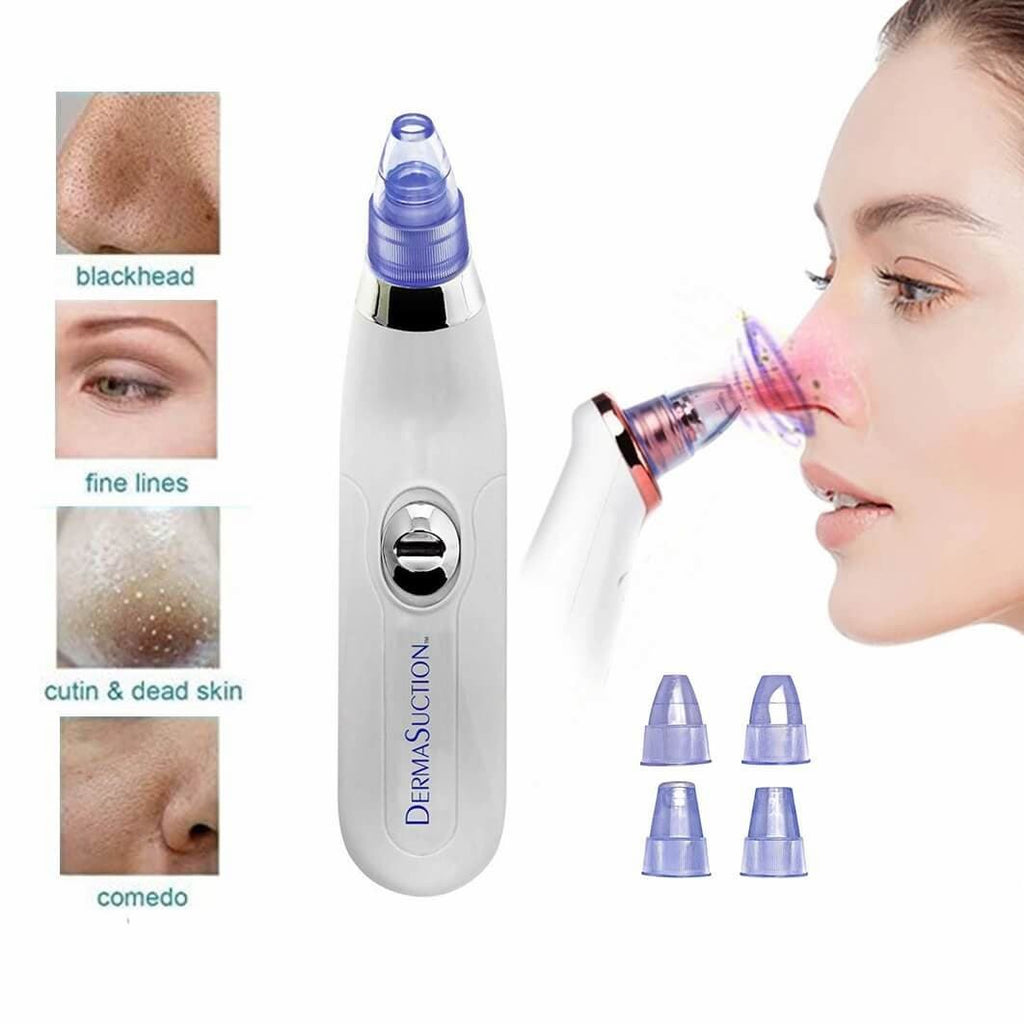 Derma Suction Blackhead Remover Pore Vacuum | 4 Interchangeable Heads Cell Operated