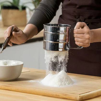 Stainless Steel One Hand Flour Sifter | Maida Chalni with Squeeze Handle for Baking
