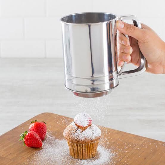 Stainless Steel One Hand Flour Sifter | Maida Chalni with Squeeze Handle for Baking