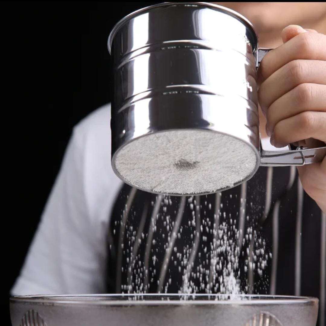 Stainless Steel One Hand Flour Sifter | Maida Chalni with Squeeze Handle for Baking