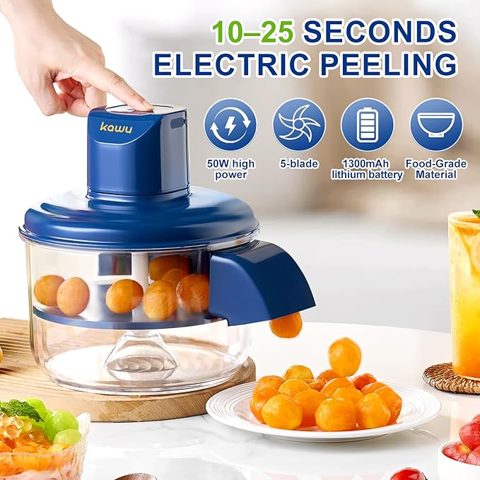 Electric Automatic Grape Tomato Garlic Peeler Machine | 5-Blade Fruit & Vegetable Peeler