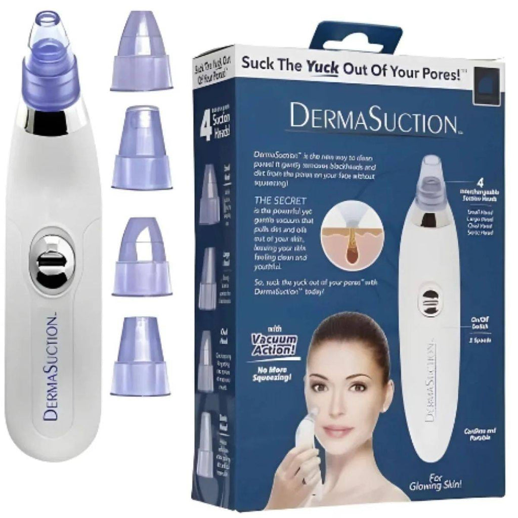 Derma Suction Blackhead Remover Pore Vacuum | 4 Interchangeable Heads Cell Operated