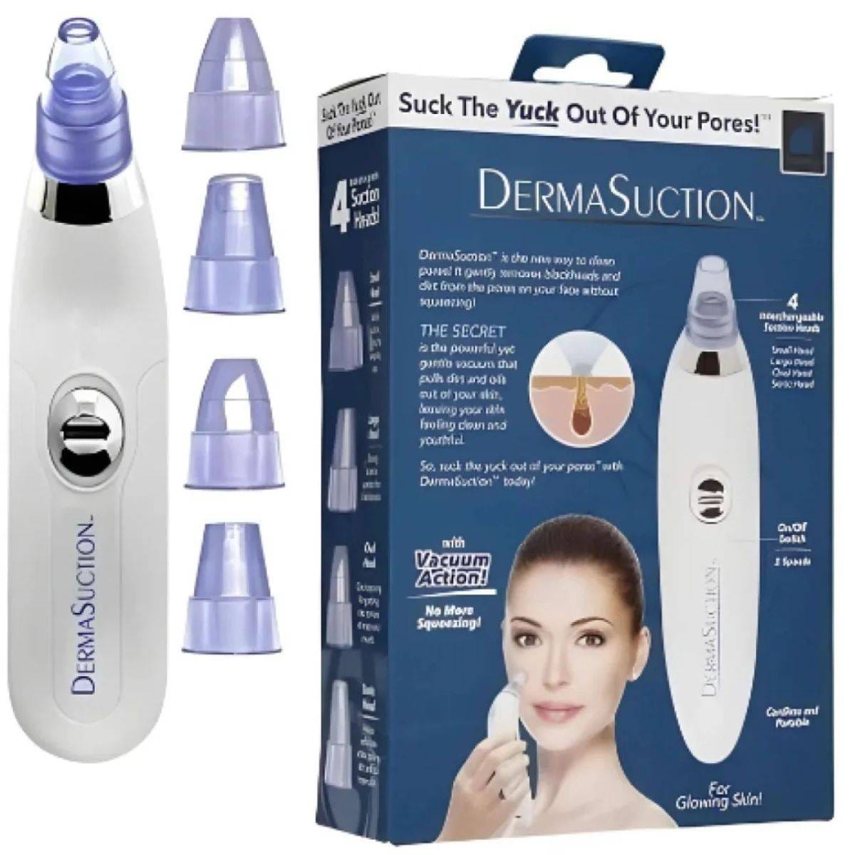 Derma Suction Blackhead Remover Pore Vacuum | 4 Interchangeable Heads Cell Operated