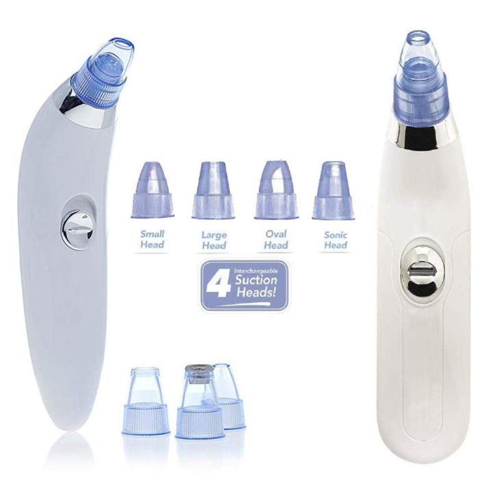 Derma Suction Blackhead Remover Pore Vacuum | 4 Interchangeable Heads Cell Operated