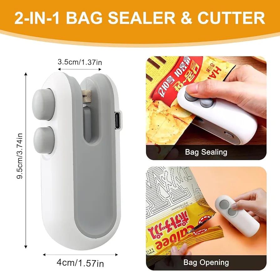 2-in-1 Rechargeable Mini Bag Sealer & Cutter | USB Portable Heat Sealing Machine